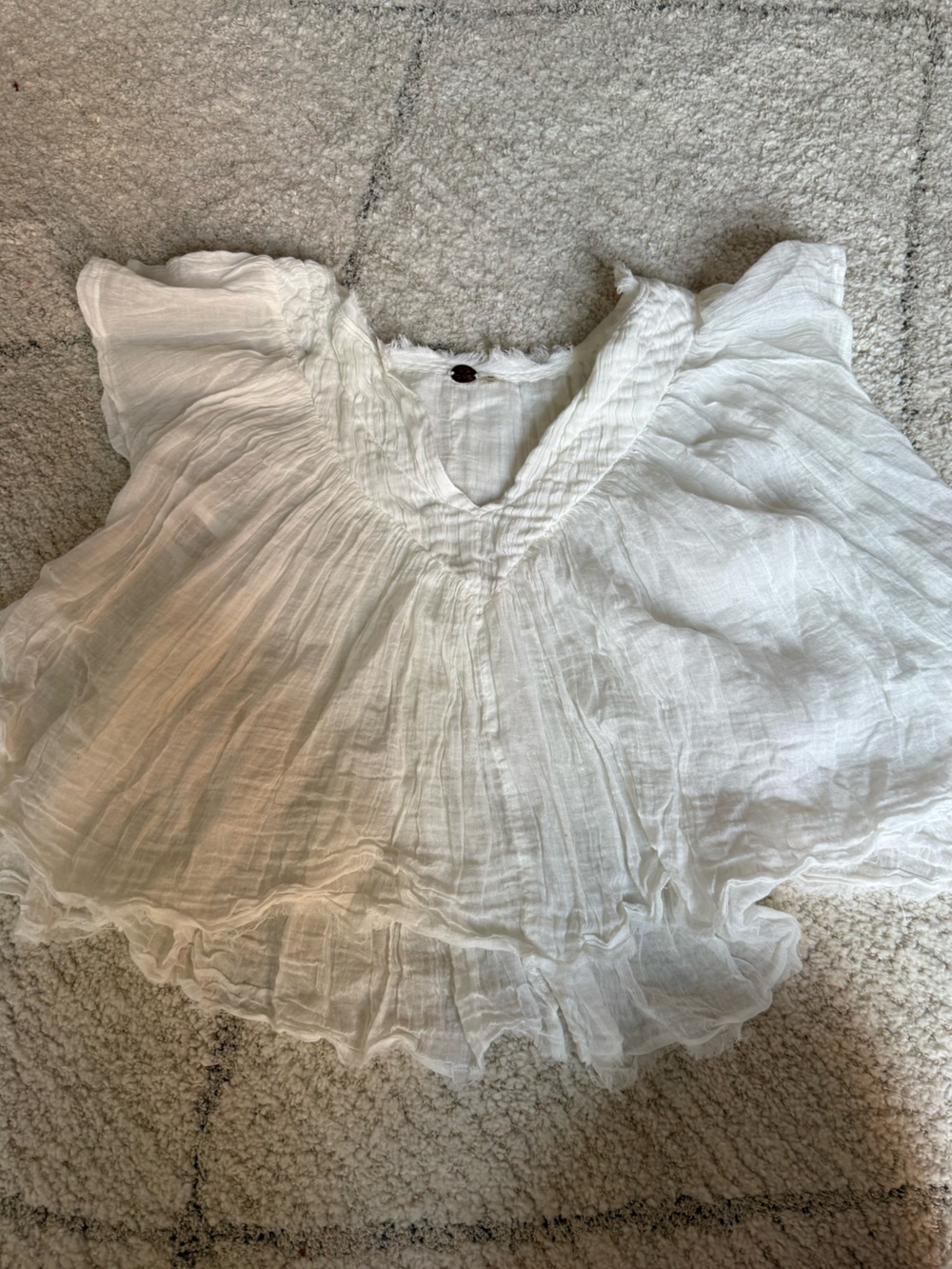 Free People White Short Sleeve Blouse Size Medium